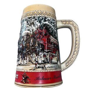 Anheuser-Busch Budweiser Limited Edition 1987 Clydesdale Winter Scene Beer Stein